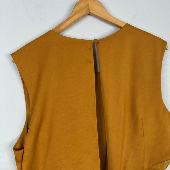 ASOS Golden Yellow Twist Front Satin Cutout Pencil Dress - Picture 5 of 11